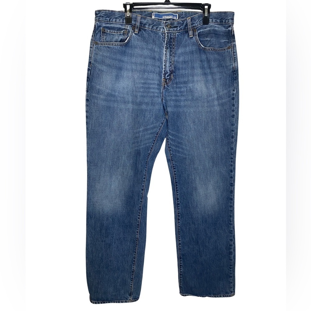 GAP Straight Leg Jeans (Size:38x34, Color:Blue)